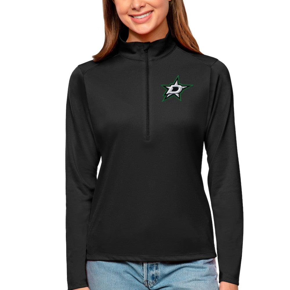 Dallas Stars - Antigua Women's Tribute Quarter-Zip Pullover Top Black