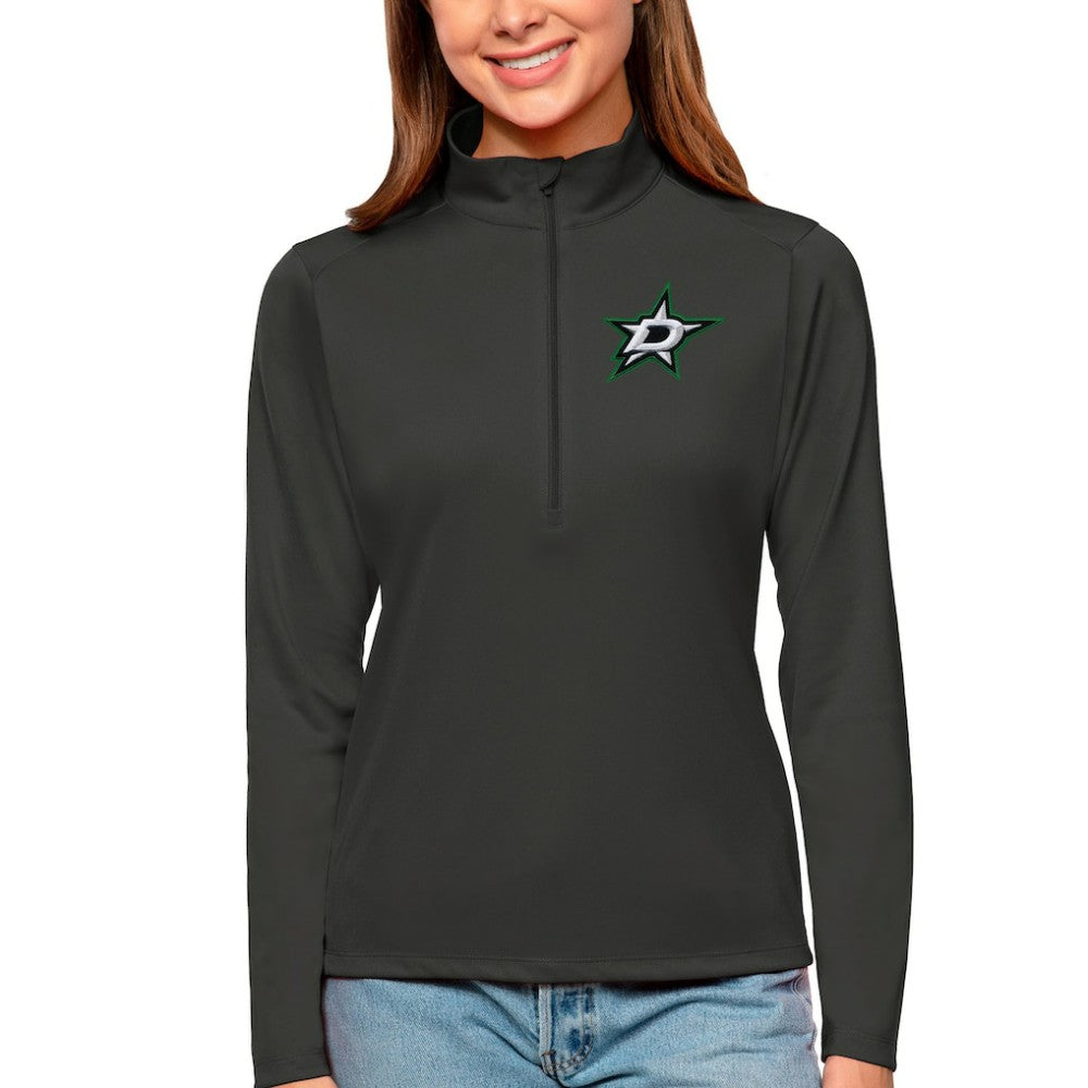 Dallas Stars - Antigua Women's Tribute Quarter-Zip Pullover Top Charcoal
