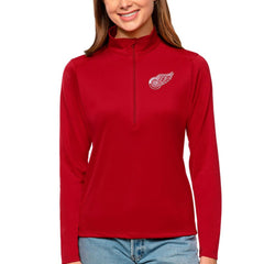 Detroit Red Wings - Antigua Women's Tribute Quarter-Zip Pullover Top Red