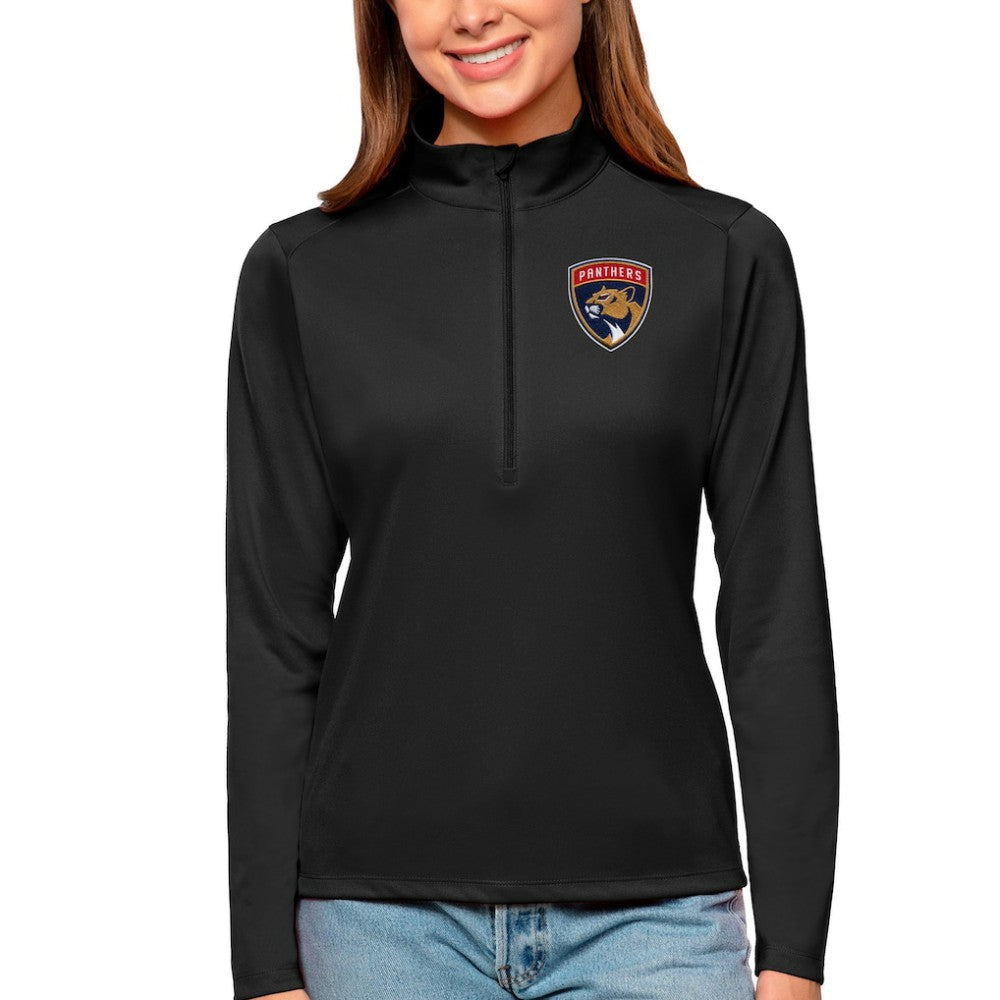 Florida Panthers - Antigua Women's Tribute Quarter-Zip Pullover Top Black