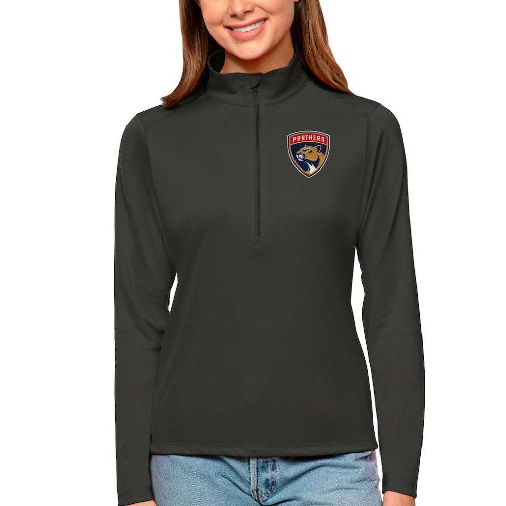 Florida Panthers - Antigua Women's Tribute Quarter-Zip Pullover Top Charcoal