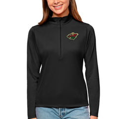 Minnesota Wild - Antigua Women's Tribute Quarter-Zip Pullover Top Black