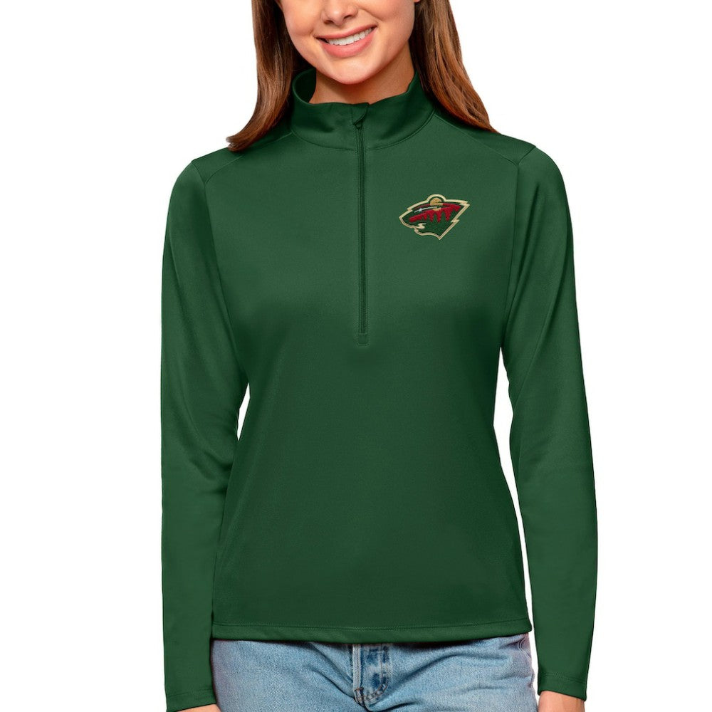 Minnesota Wild - Antigua Women's Tribute Quarter-Zip Pullover Top Forest Green