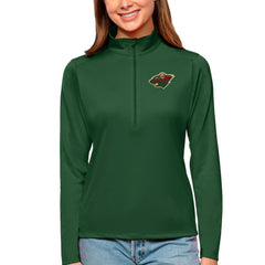 Minnesota Wild - Antigua Women's Tribute Quarter-Zip Pullover Top Forest Green