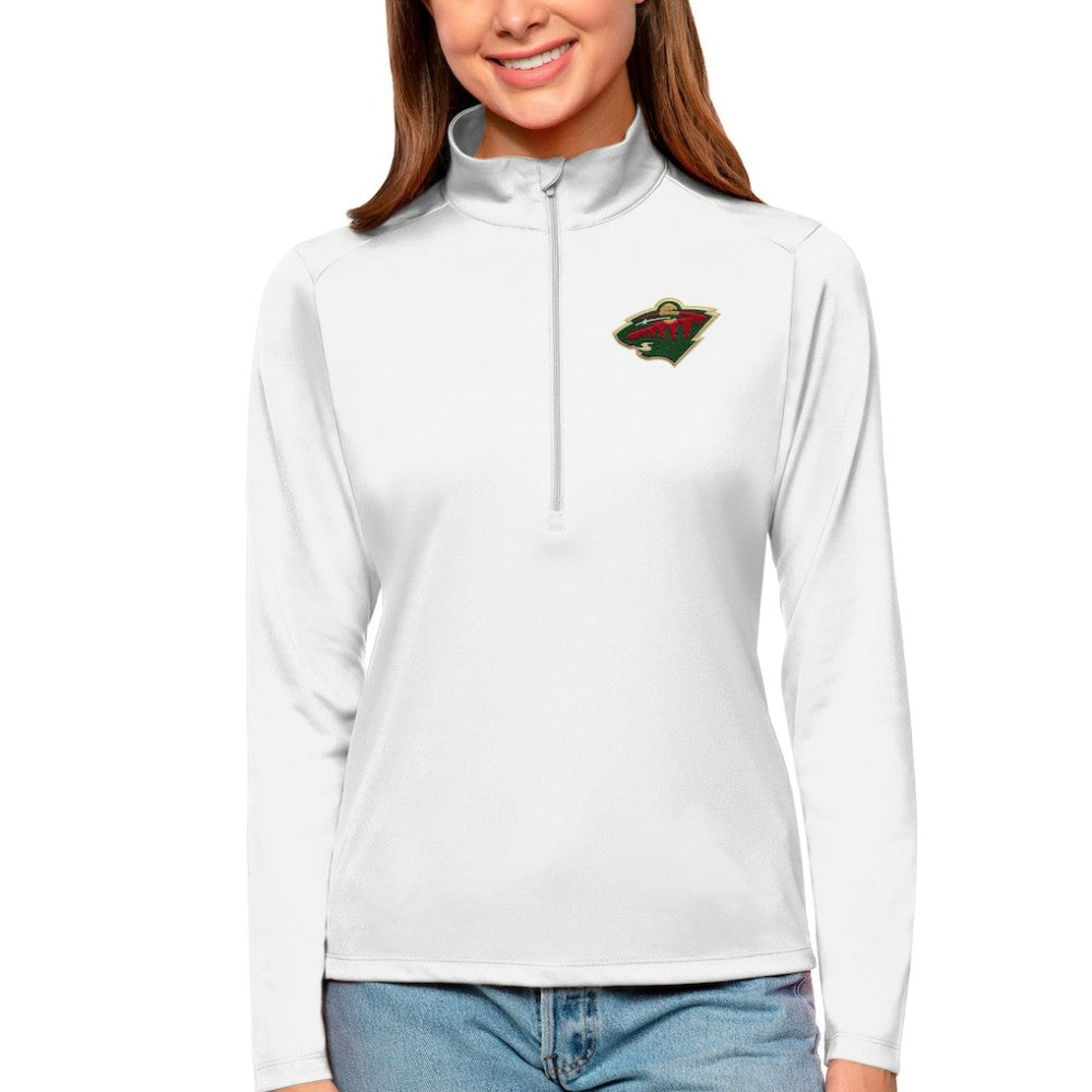 Minnesota Wild - Antigua Women's Tribute Quarter-Zip Pullover Top White