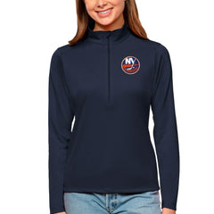 New York Islanders - Antigua Women's Tribute Quarter-Zip Pullover Top Navy