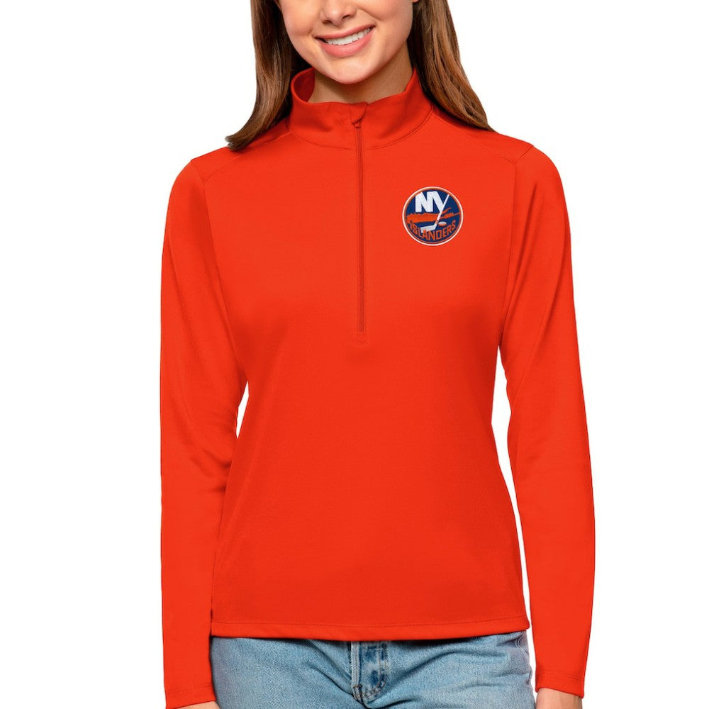 New York Islanders - Antigua Women's Tribute Quarter-Zip Pullover Top Orange