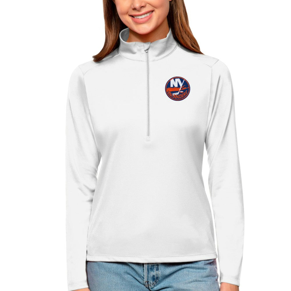 New York Islanders - Antigua Women's Tribute Quarter-Zip Pullover Top White