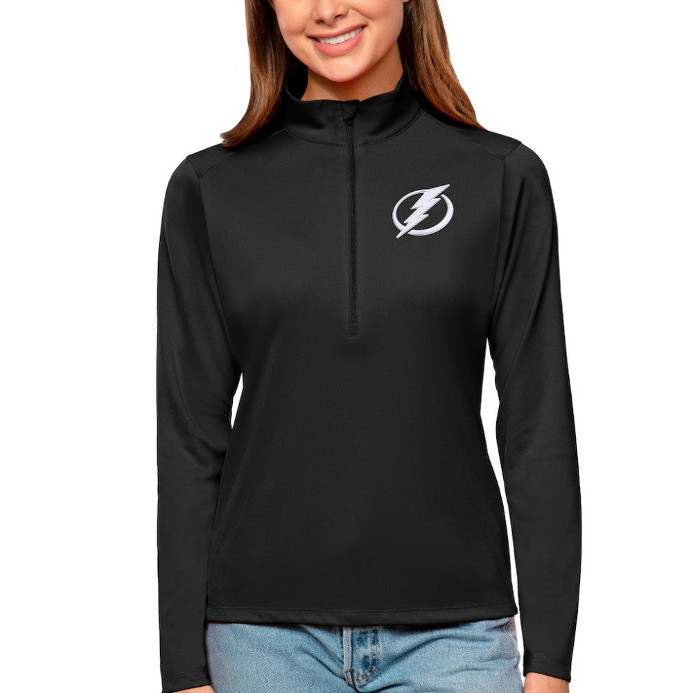 Tampa Bay Lightning - Antigua Women's Tribute Quarter-Zip Pullover Top Black