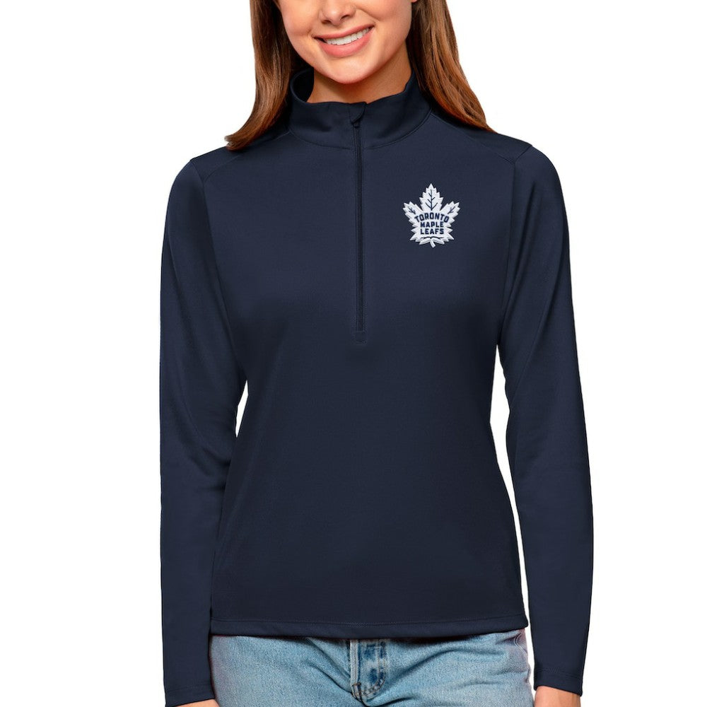 Toronto Maple Leafs - Antigua Women's Tribute Quarter-Zip Pullover Top Navy