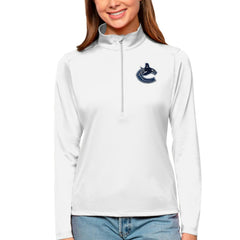 Vancouver Canucks - Antigua Women's Tribute Quarter-Zip Pullover Top White