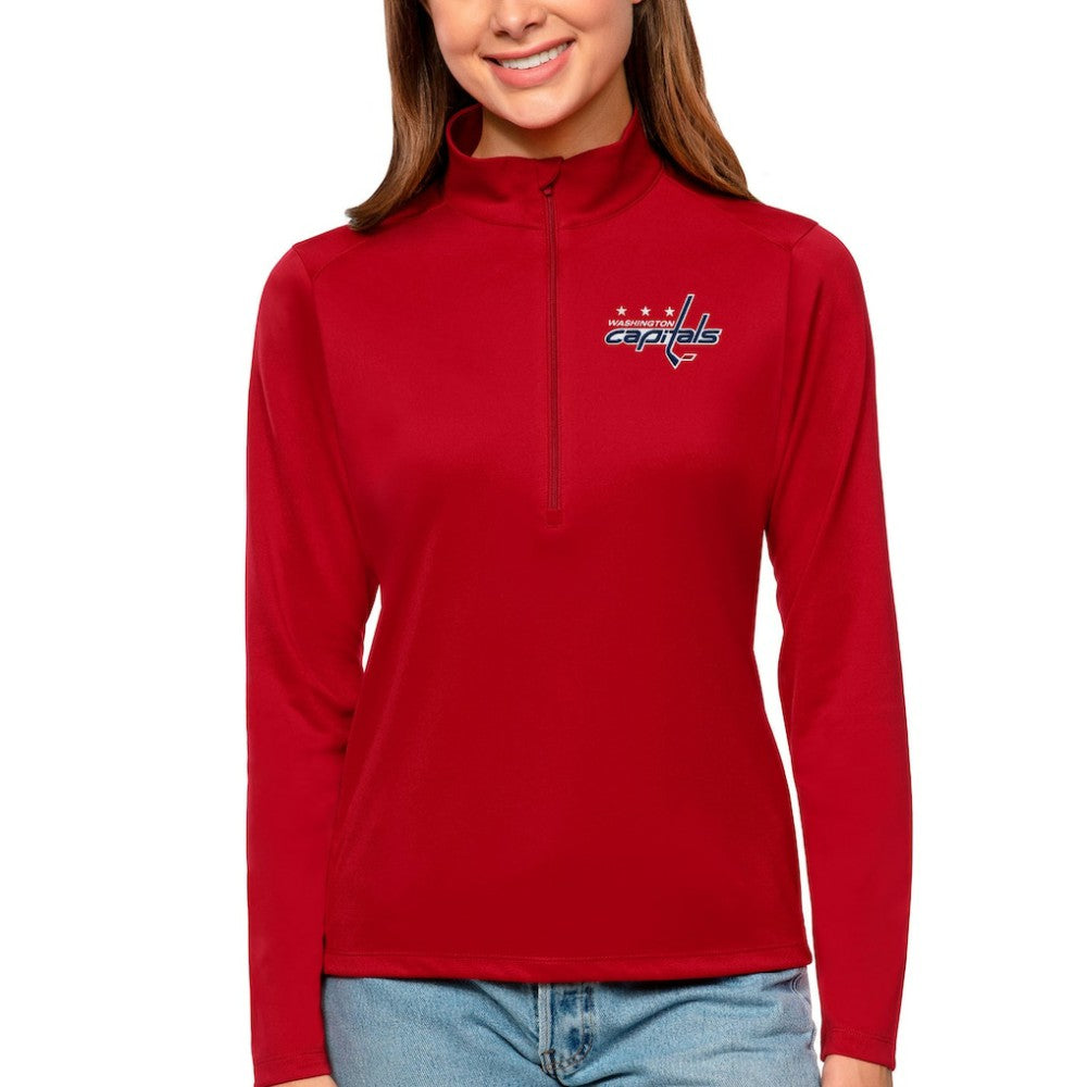 Washington Capitals Antigua Women's Tribute Quarter-Zip Pullover Top Red
