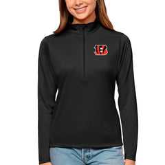 Cincinnati Bengals Antigua Women's Tribute Half-Zip Top Black - NFL