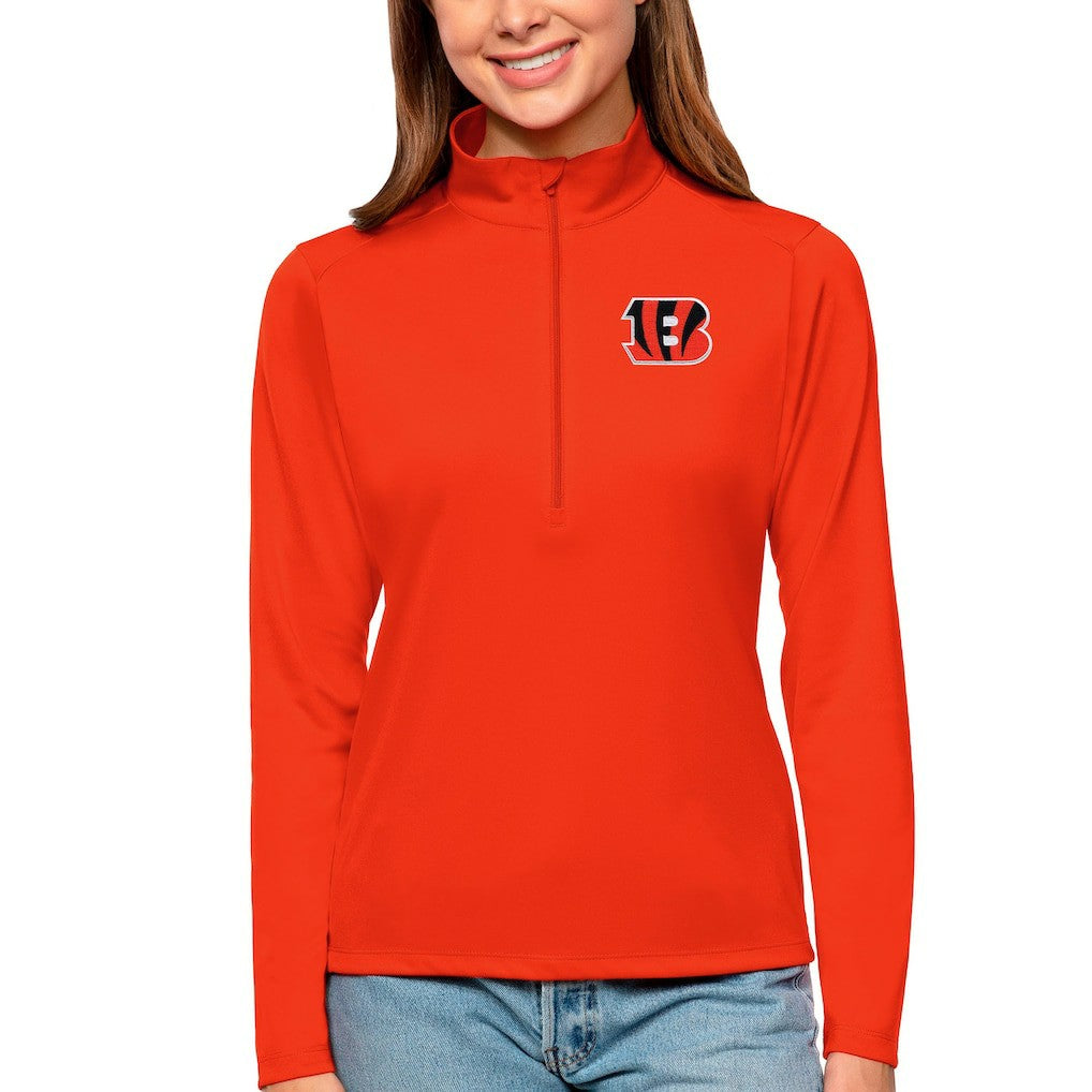 Cincinnati Bengals Antigua Women's Tribute Half-Zip Top Orange - NFL