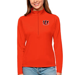 Cincinnati Bengals Antigua Women's Tribute Half-Zip Top Orange - NFL
