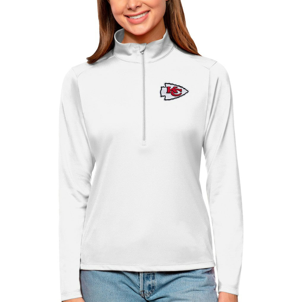 Kansas City Chiefs Antigua Women's Tribute Half-Zip Top White - NFL
