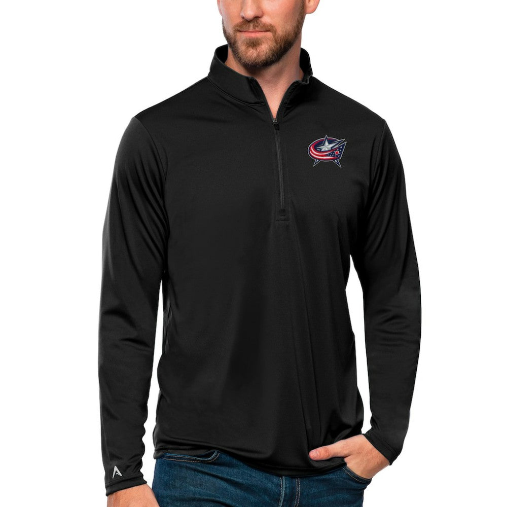 Columbus Blue Jackets - Antigua Tribute Quarter-Zip Pullover Top Black