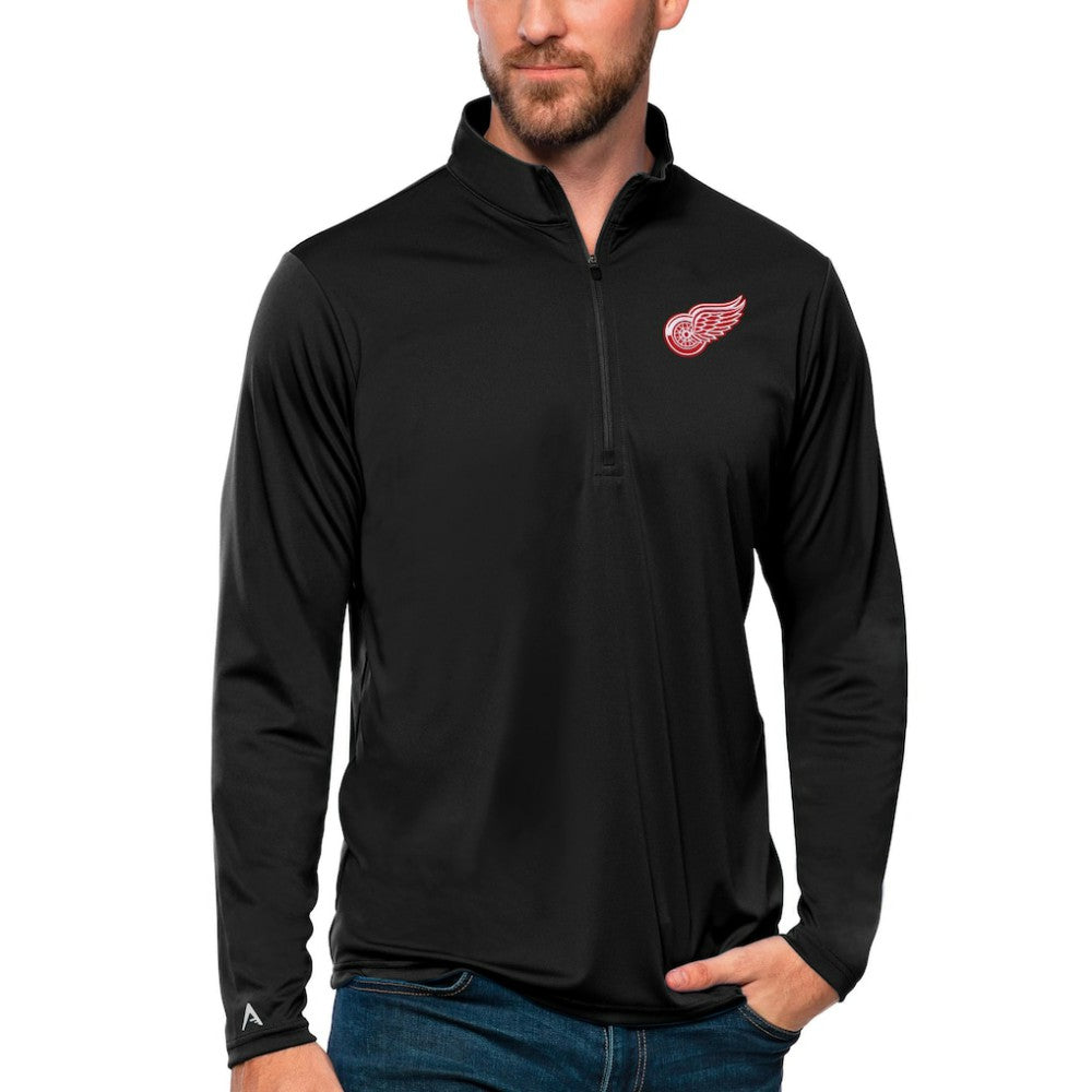 Detroit Red Wings - Antigua Tribute Quarter-Zip Pullover Top Black