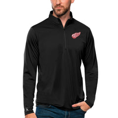 Detroit Red Wings - Antigua Tribute Quarter-Zip Pullover Top Black