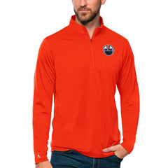 Edmonton Oilers - Antigua Tribute Quarter-Zip Pullover Top Orange