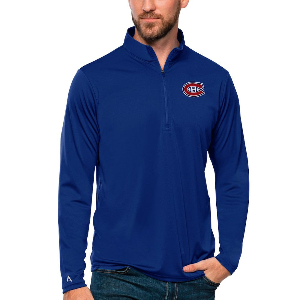 Montreal Canadiens - Antigua Tribute Quarter-Zip Pullover Top Blue