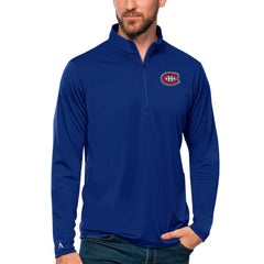 Montreal Canadiens - Antigua Tribute Quarter-Zip Pullover Top Blue