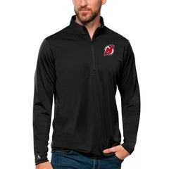 New Jersey Devils - Antigua Tribute Quarter-Zip Pullover Top Black