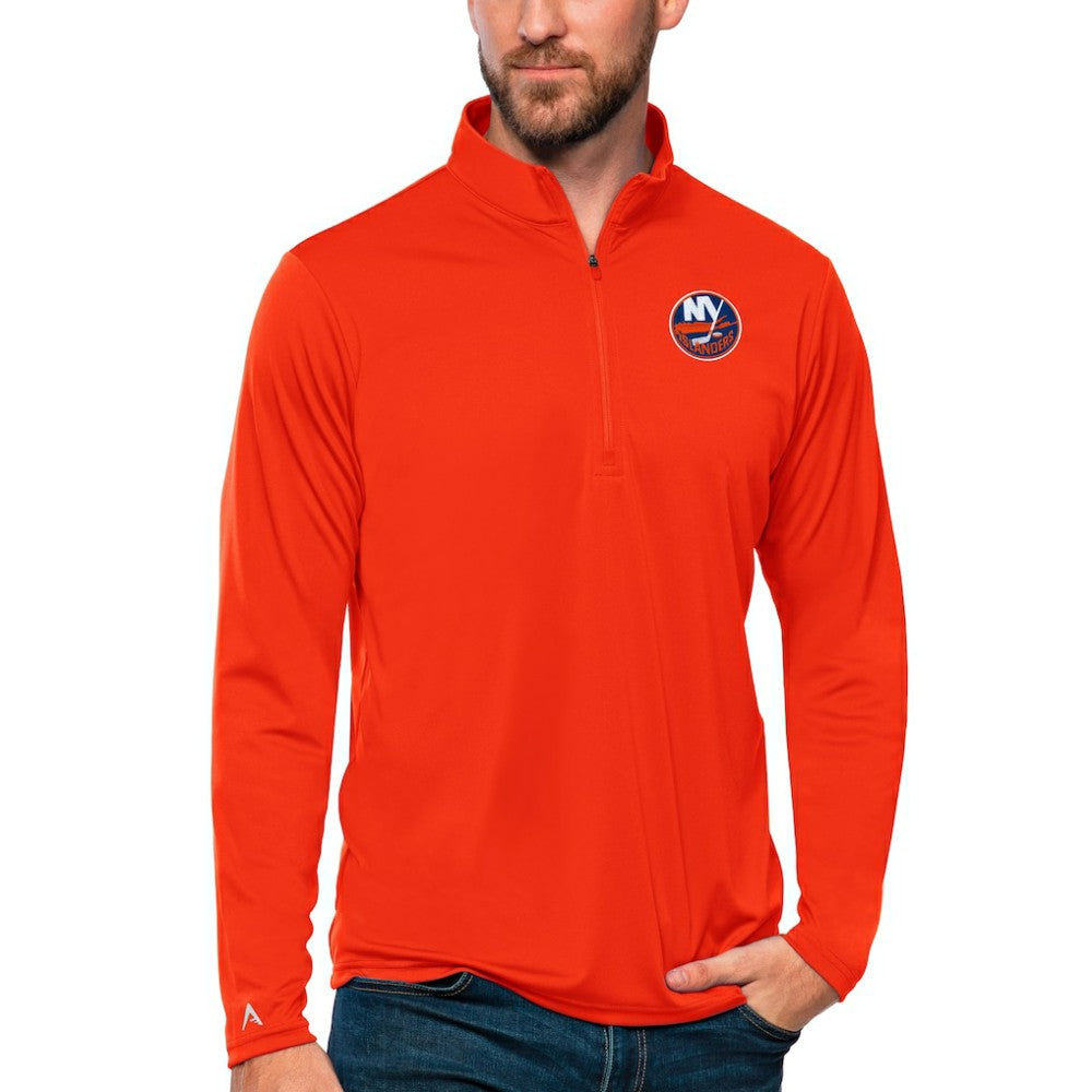 New York Islanders - Antigua Tribute Quarter-Zip Pullover Top Orange