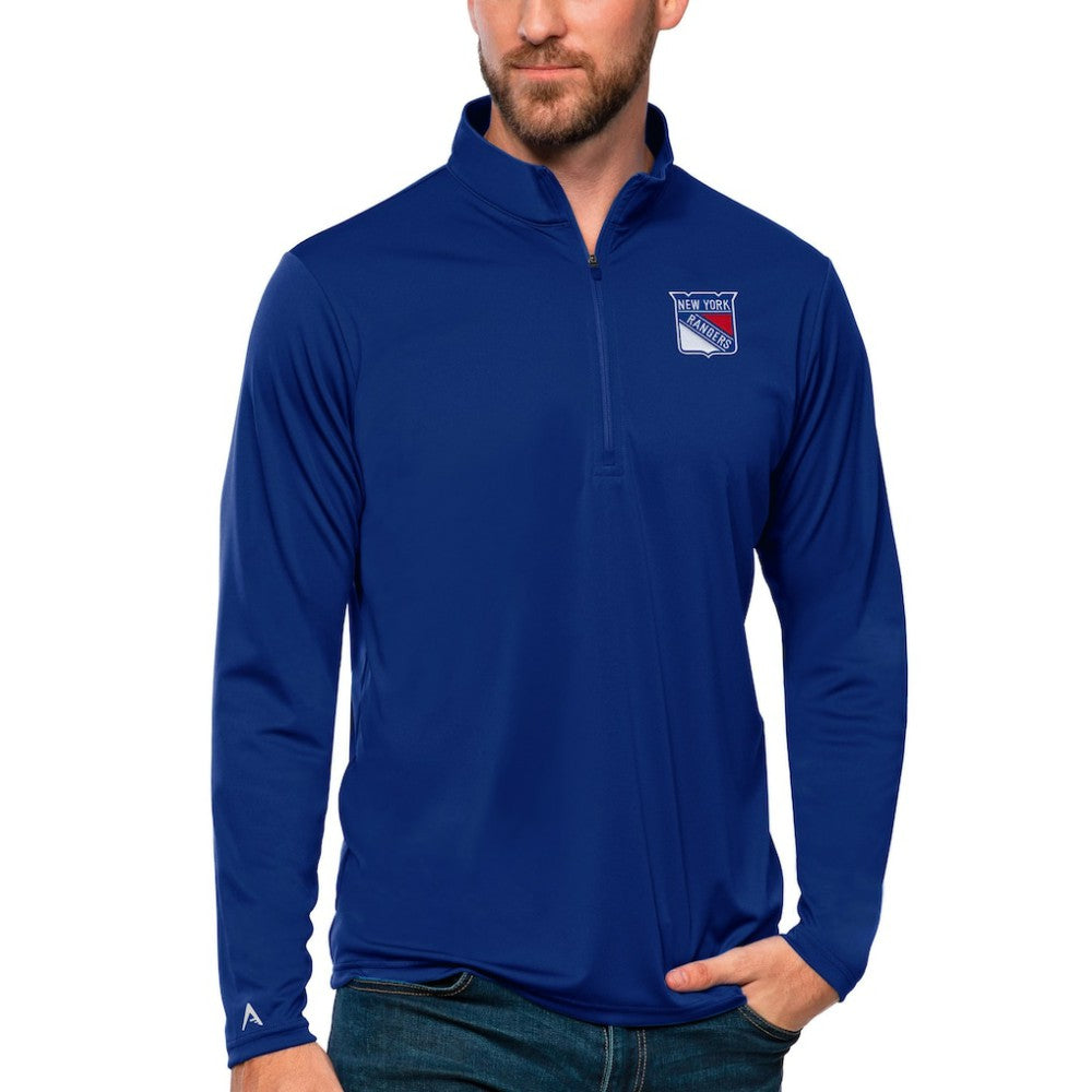 New York Rangers Antigua Tribute Quarter-Zip Pullover Top Blue