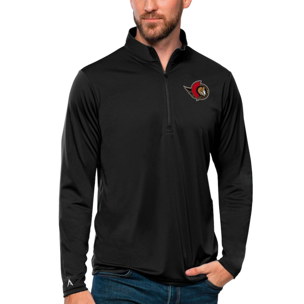 Ottawa Senators - Antigua Tribute Quarter-Zip Pullover Top Black