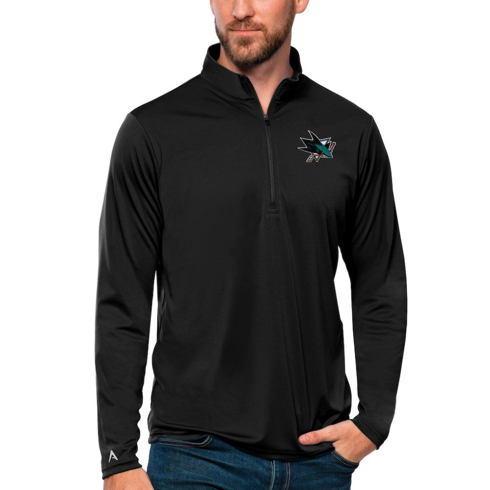 San Jose Sharks - Antigua Tribute Quarter-Zip Pullover Top Black