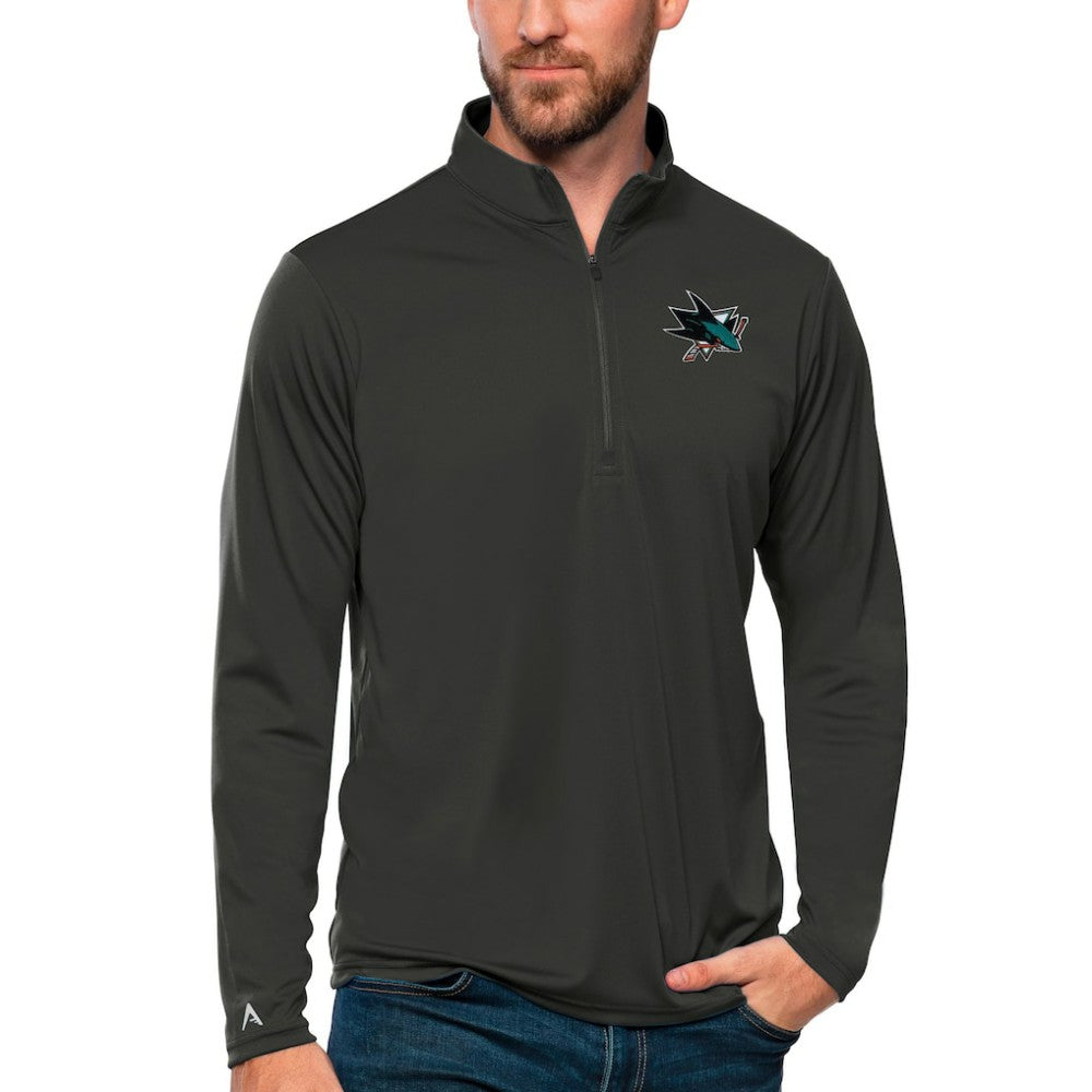 San Jose Sharks - Antigua Tribute Quarter-Zip Pullover Top Charcoal