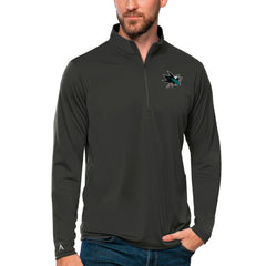San Jose Sharks - Antigua Tribute Quarter-Zip Pullover Top Charcoal