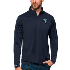 Seattle Kraken Antigua Tribute Quarter-Zip Pullover Top Deep Sea Blue
