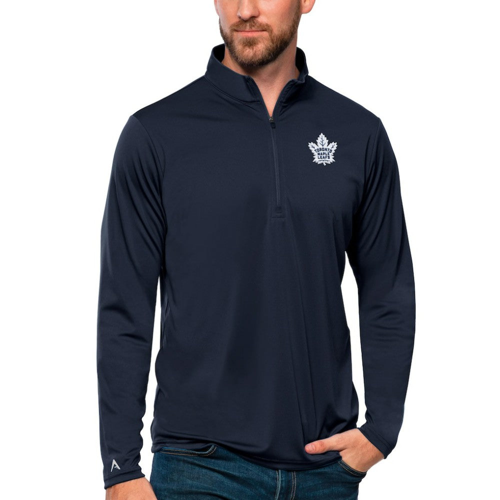 Toronto Maple Leafs - Antigua Tribute Quarter-Zip Pullover Top Navy