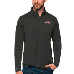 Washington Capitals Antigua Tribute Quarter-Zip Pullover Top Charcoal