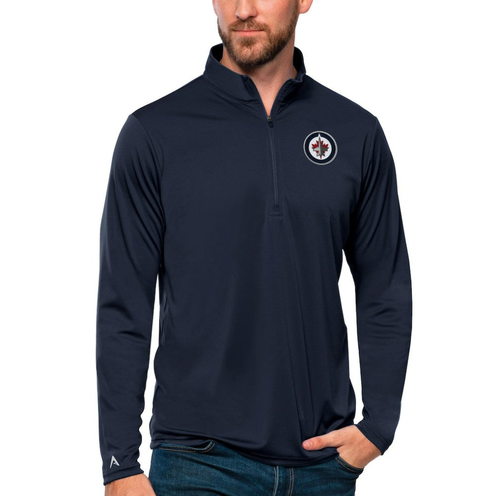 Winnipeg Jets - Antigua Tribute Quarter-Zip Pullover Top Navy