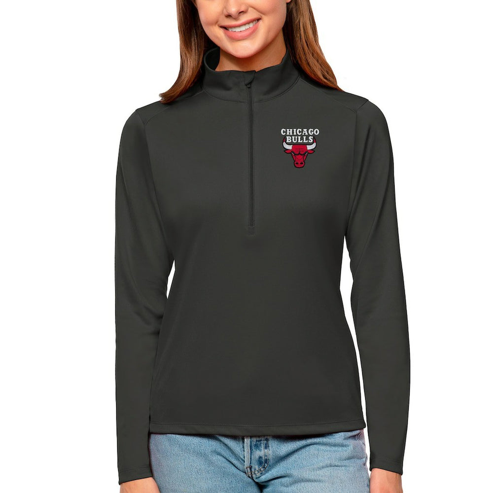 NBA - Chicago Bulls Antigua Women's Tribute Half-Zip Top - Charcoal