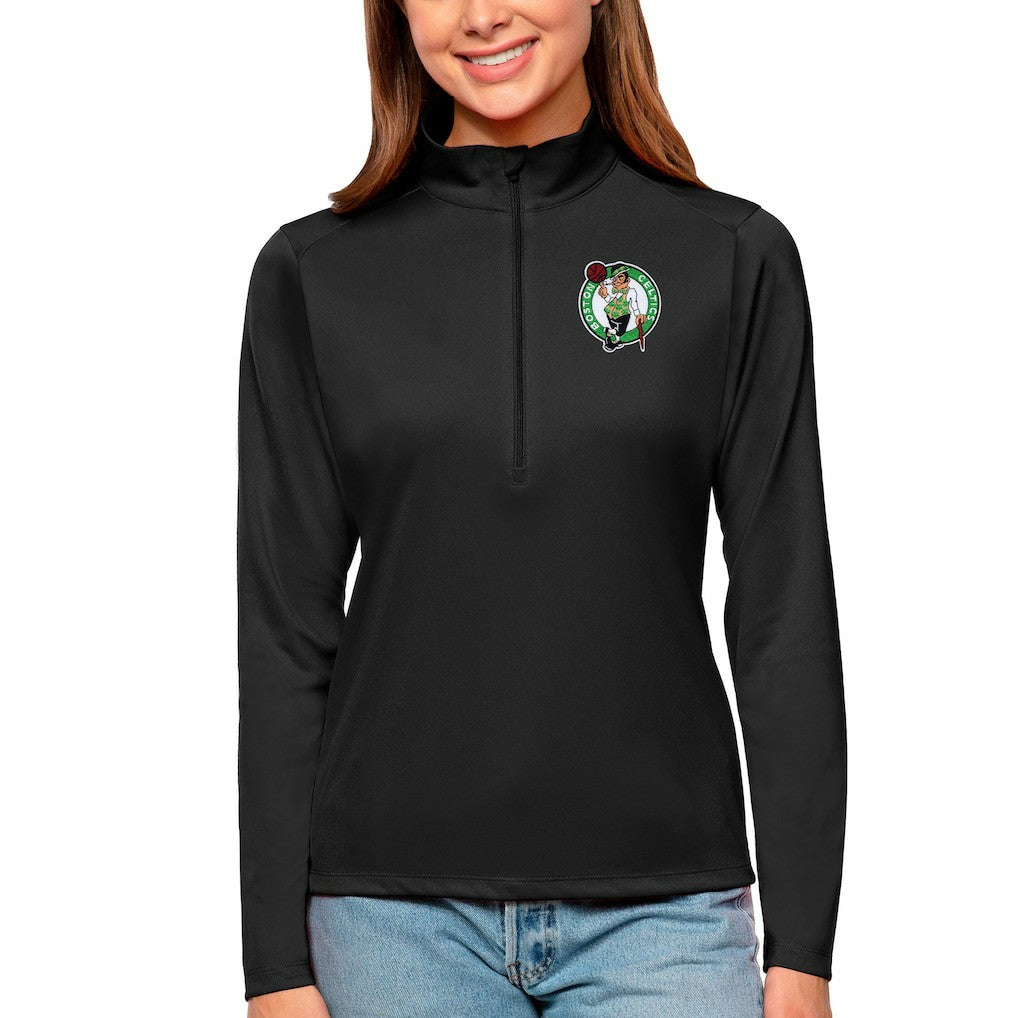 NBA - Boston Celtics Antigua Women's Tribute Half-Zip Top - Black