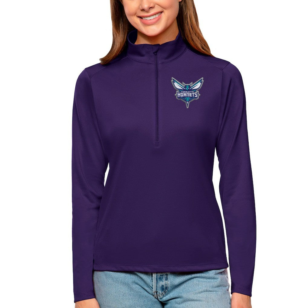 NBA - Charlotte Hornets Antigua Women's Tribute Half-Zip Top - Purple
