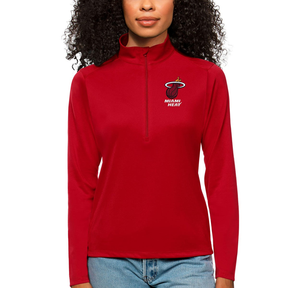 NBA - Miami Heat Antigua Women's Tribute Half-Zip Top - Cardinal