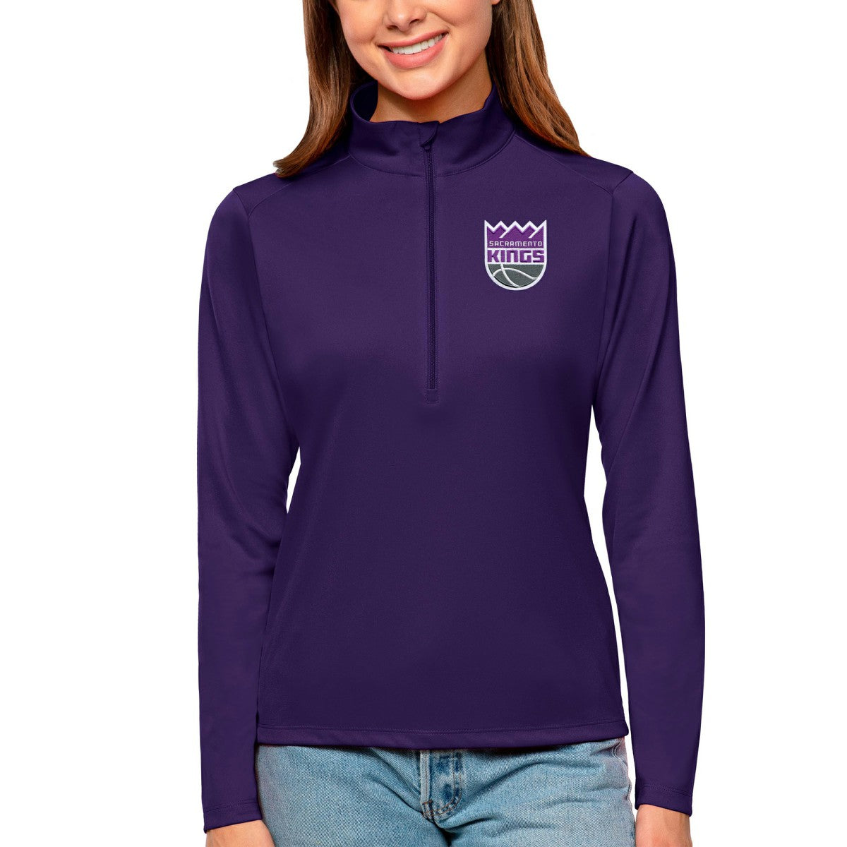 NBA - Sacramento Kings Antigua Women's Tribute Half-Zip Top - Purple