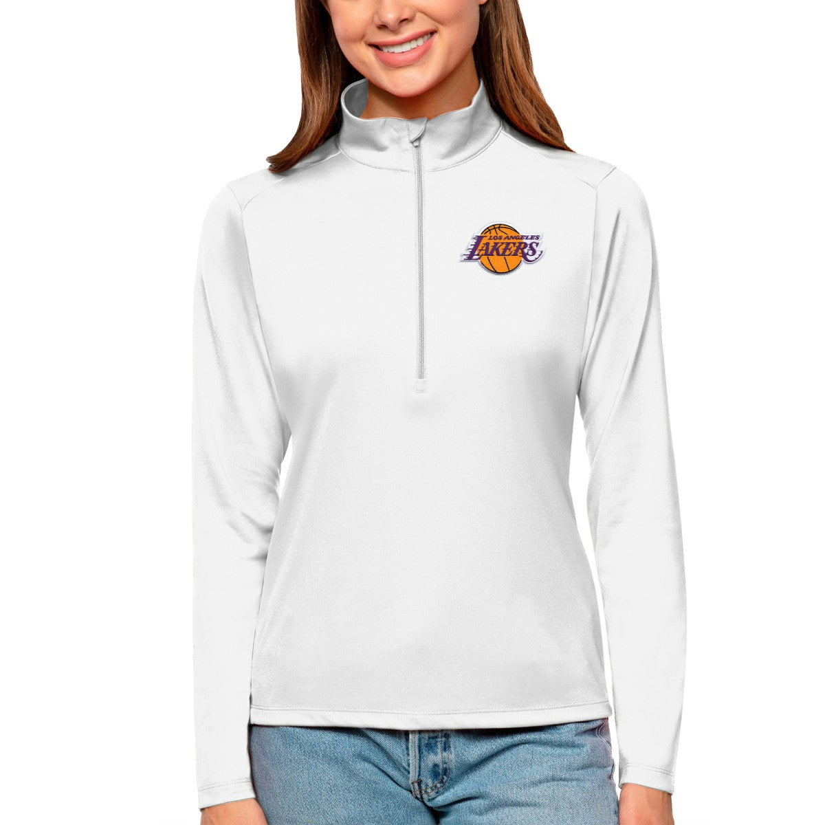 NBA - Los Angeles Lakers Antigua Women's Tribute Half-Zip Top - White