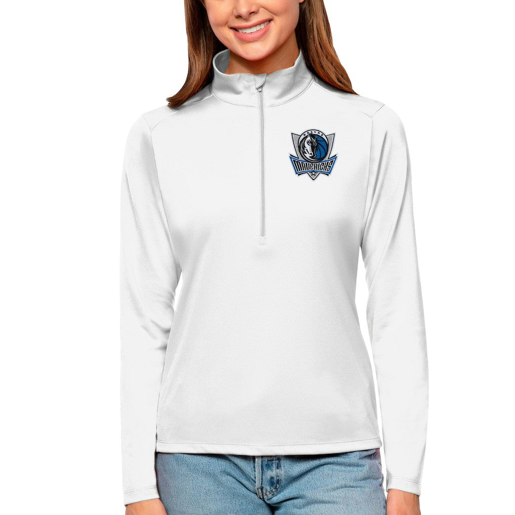 NBA - Dallas Mavericks Antigua Women's Tribute Half-Zip Top - White