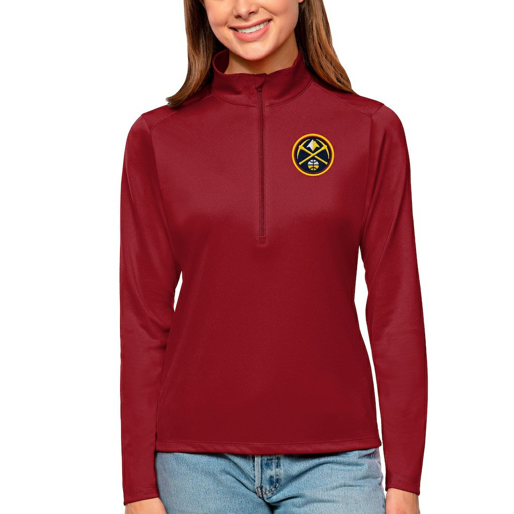 NBA - Denver Nuggets Antigua Women's Tribute Half-Zip Top - Red