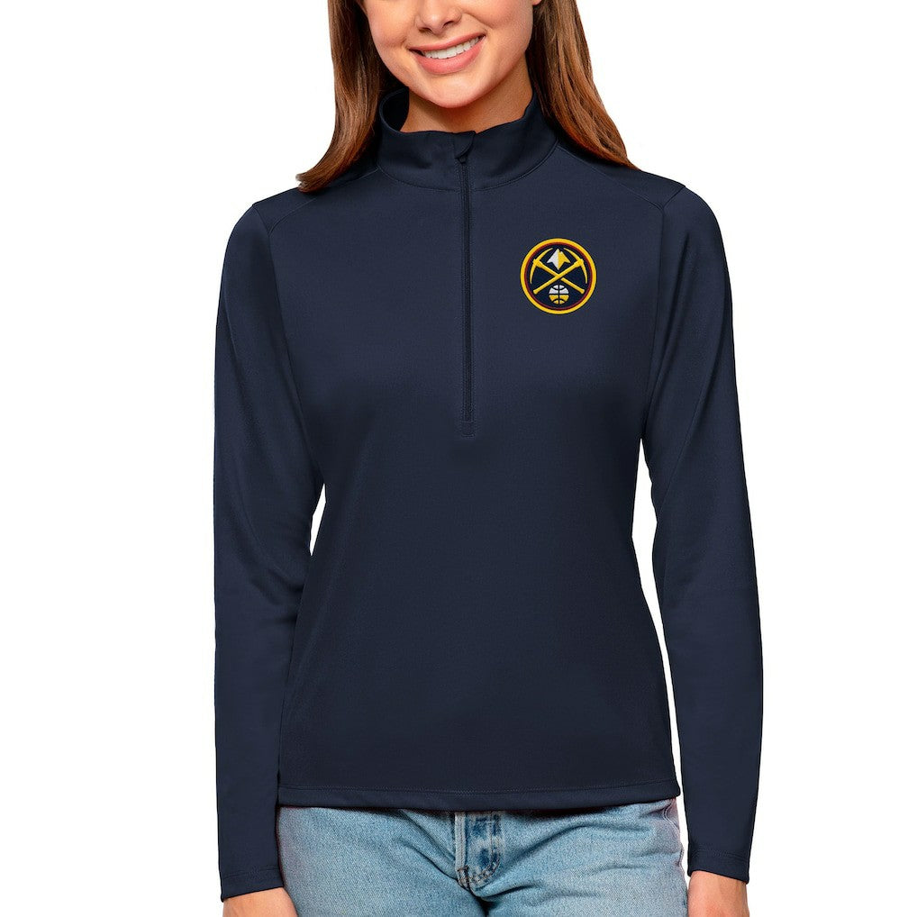 NBA - Denver Nuggets Antigua Women's Tribute Half-Zip Top - Navy