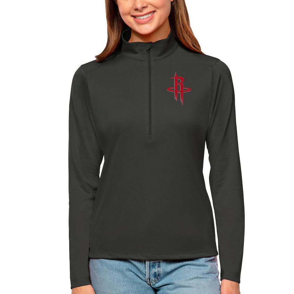 NBA - Houston Rockets Antigua Women's Tribute Half-Zip Top - Charcoal