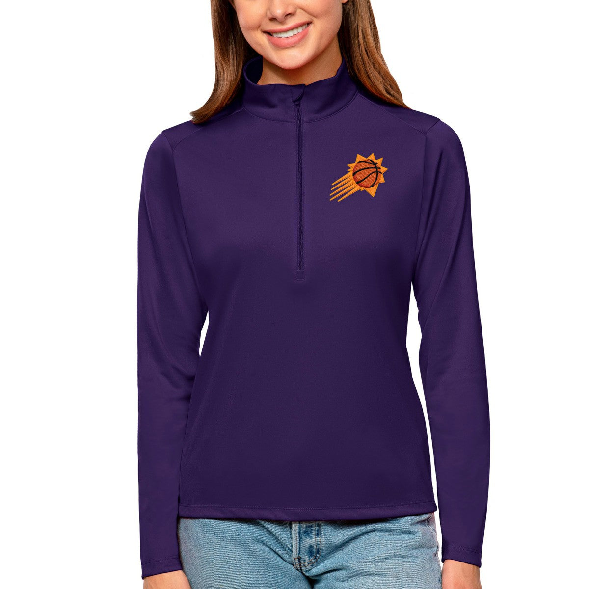 NBA - Phoenix Suns Antigua Women's Tribute Half-Zip Top - Purple