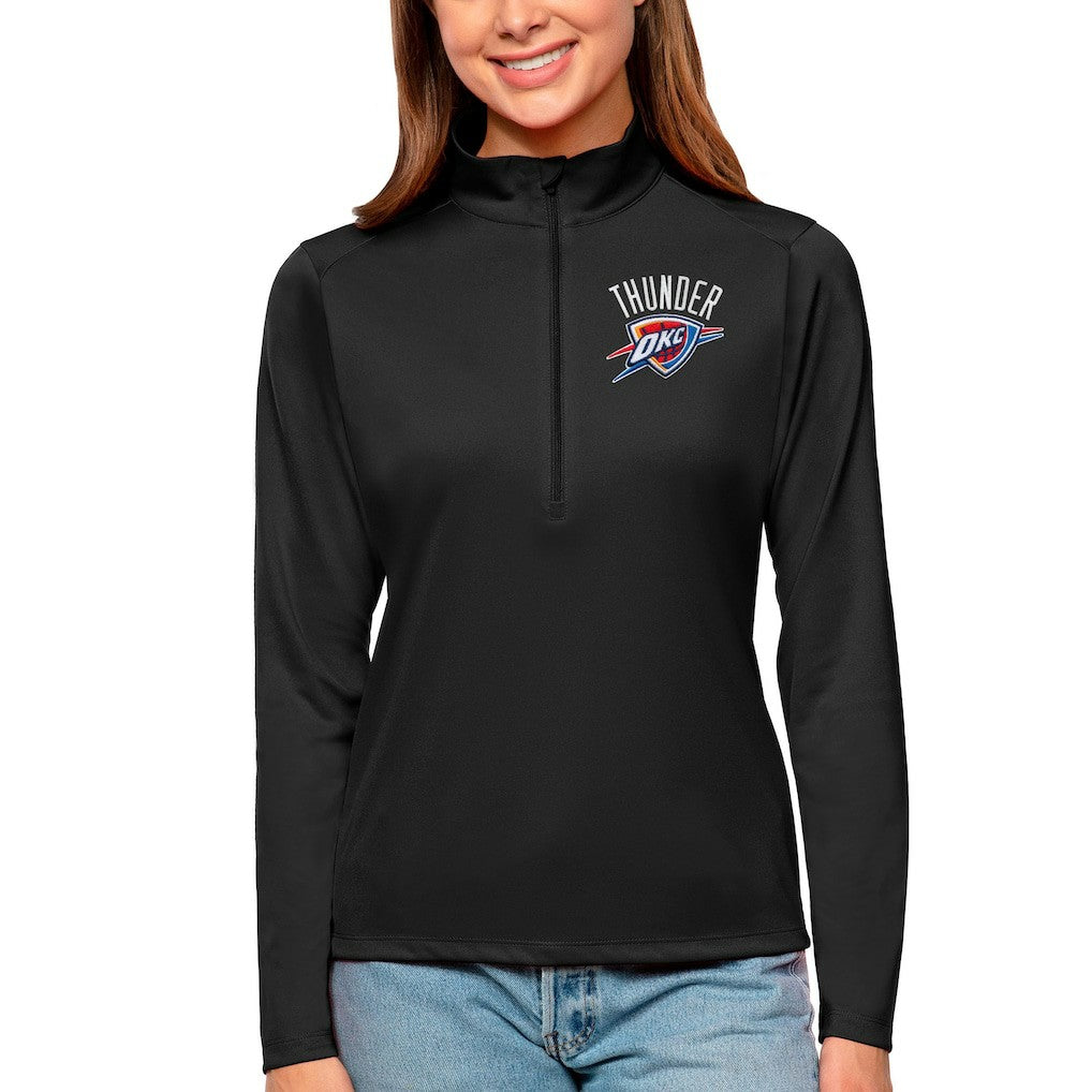 NBA - Oklahoma City Thunder Antigua Women's Tribute Half-Zip Top - Black