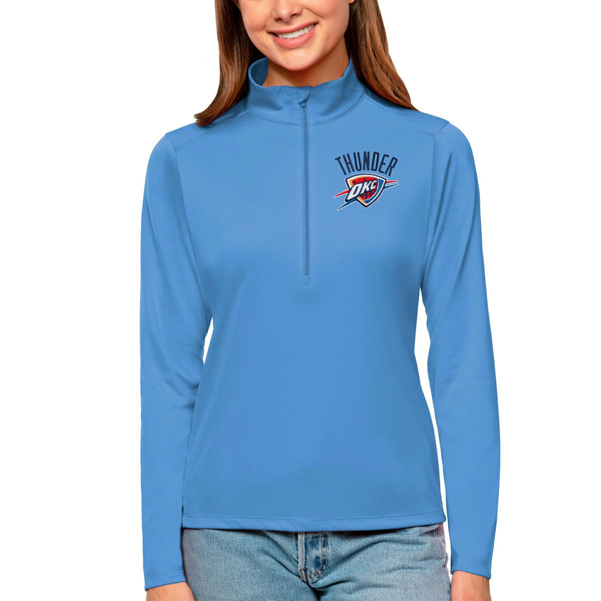 NBA - Oklahoma City Thunder Antigua Women's Tribute Half-Zip Top - Blue